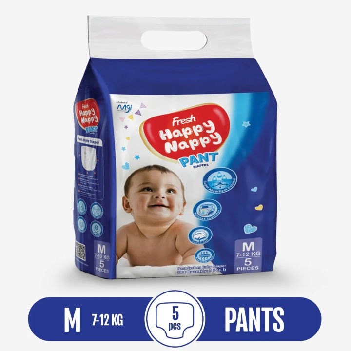 HAPPY NAPPY PANT SYSTEM DIAPER SIZE: M 5 PCS