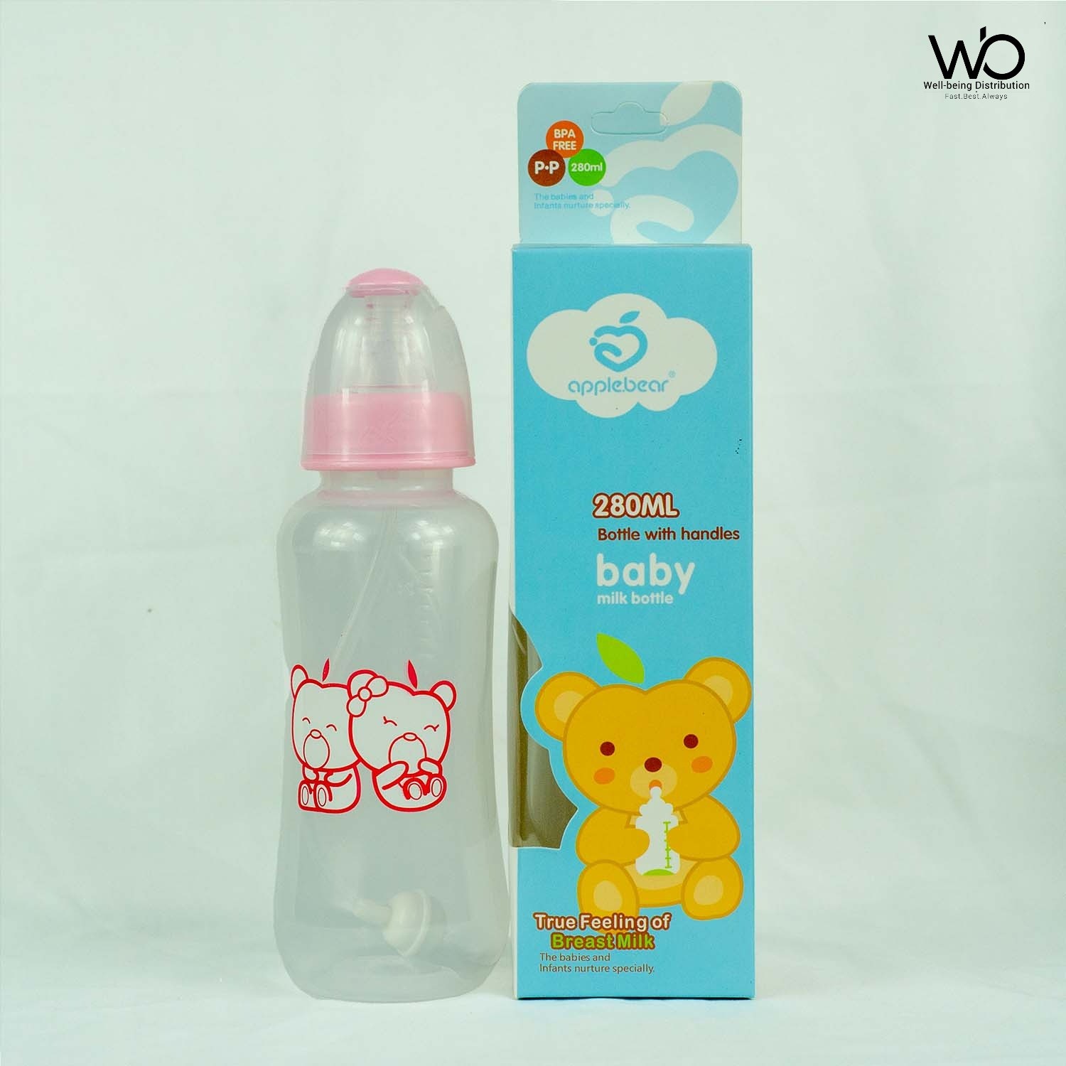 APPLEBEAR BABY MILK BOTTLE PLASTIC 280ML FEEDER