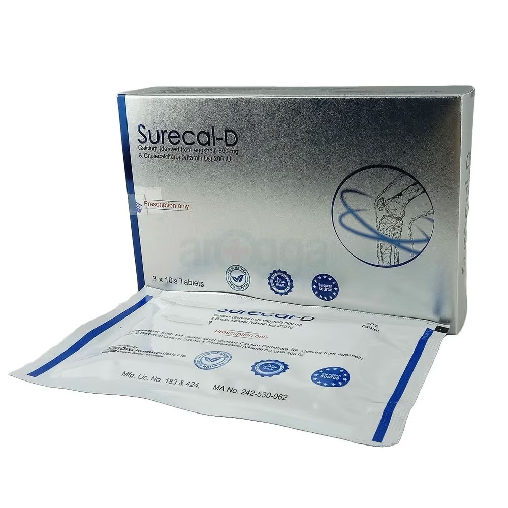 SURECAL-D 500 mg+200 IU Tablet