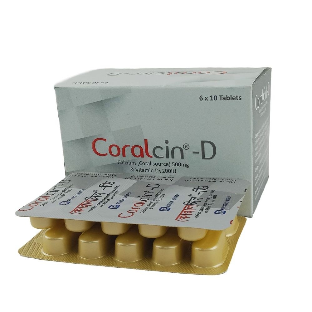 CORALCIN-D 500mg + 200IU TABLET