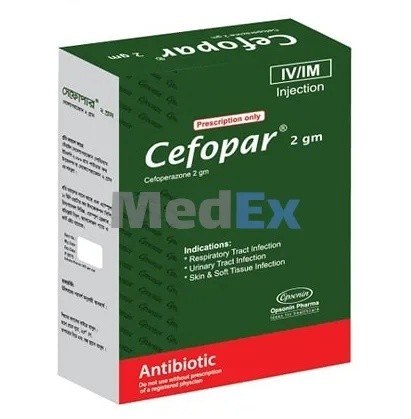 Cefopar 2 gm/vial IM/IV Injection